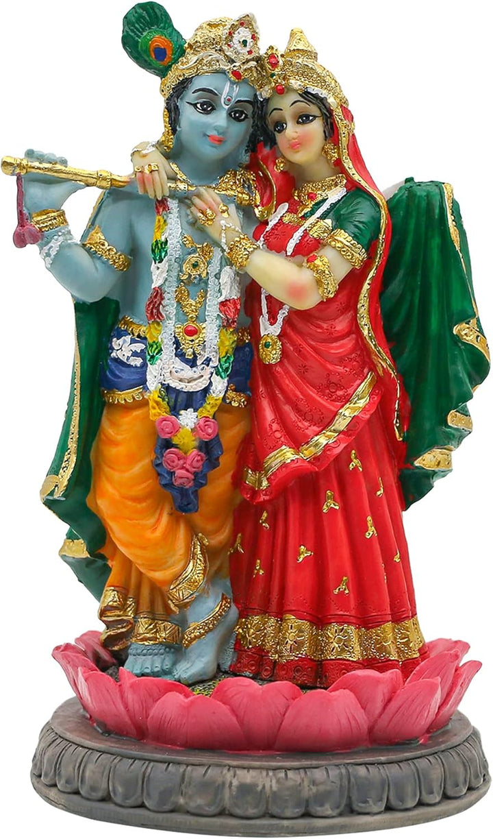 alikiki Indische Statue Radha Krishna – 14 cm H hinduistische Göttin Radha und Gott Krishna Skulptur