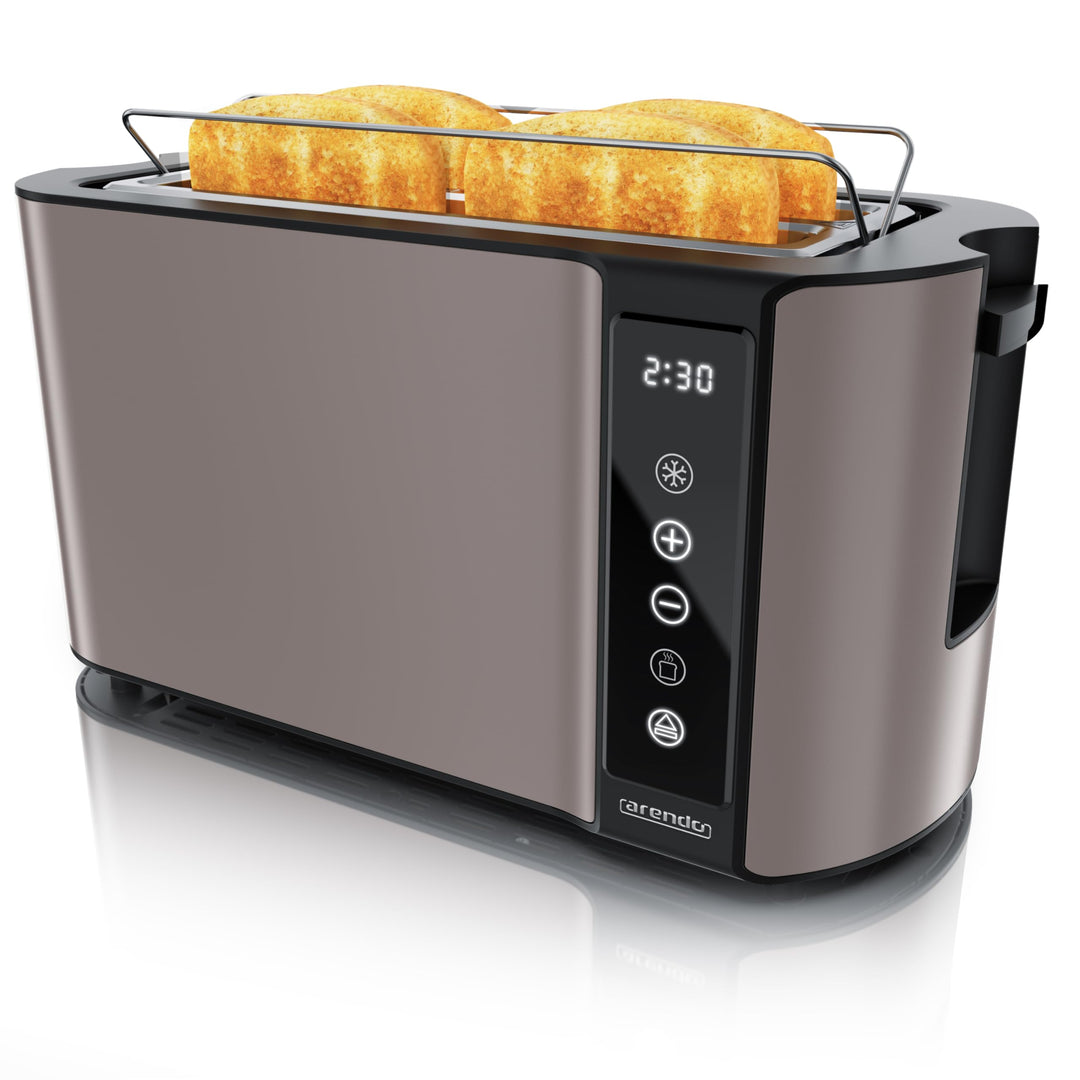 Arendo - Edelstahl Toaster Langschlitz 4 Scheiben- Touchscreen – Doppelwandgehäuse – 1500 W – Integr