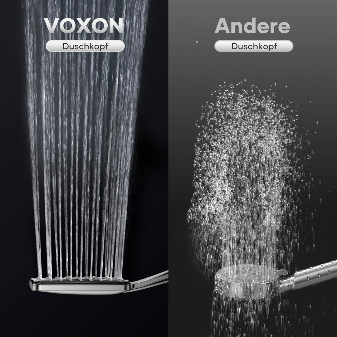VOXON Duschkopf mit Schlauch 1,6 M, Handbrause Duschkopf Gross, Duschkopf Wassersparend Hochdruck, E