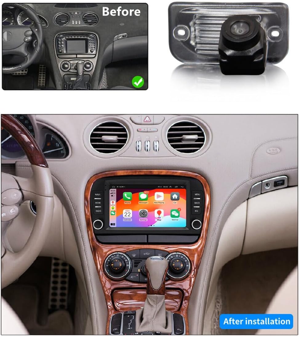 Android Autoradio 7 Zoll Bildschirm + Einparkhilfe Nachtsicht HD Rückfahrkamera Ersatz für Mercedes-