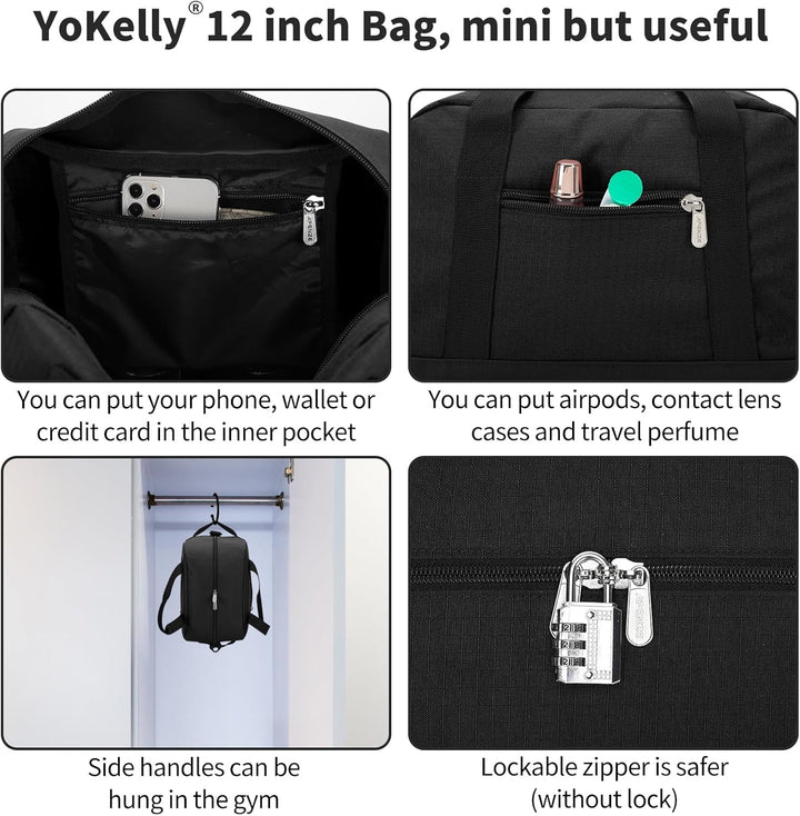 Sporttasche klein, Reisetasche 12L Mini Handgepäck Tasche für Weekender, Fitnesstasche 30x20x25cm-Sc