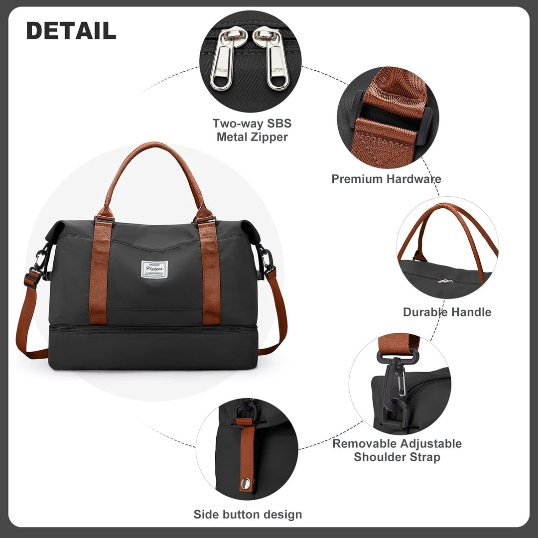 Reisetasche Damen Handgepäck Tasche Sporttasche mit Kulturbeutel Weekender Bag Schwimmtasche Wasserd