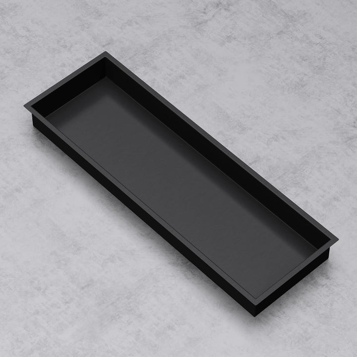 doporro Wandnische Bad Schwarz 30 x 90cm Dusch-Ablage aus Edelstahl | Duschablage befliesbar aus Ede