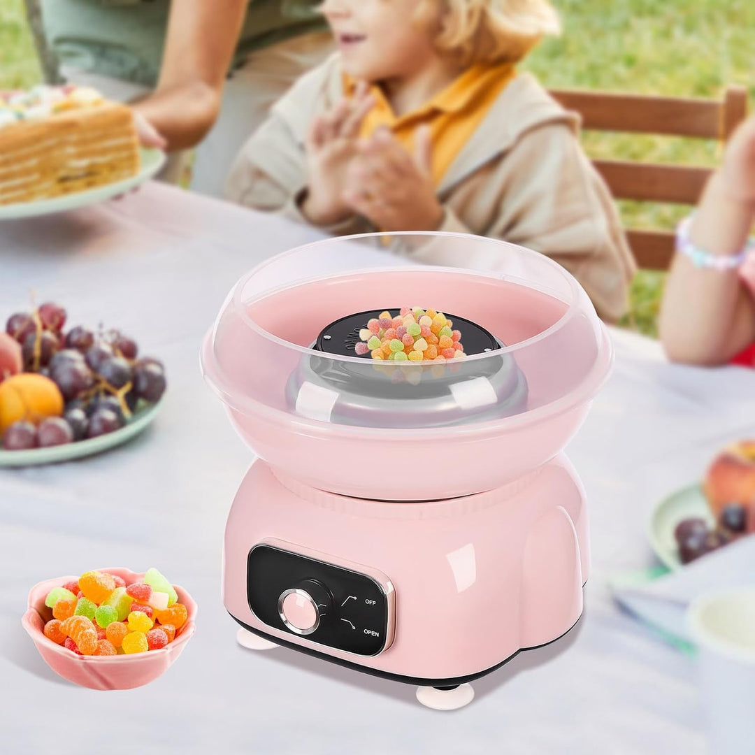 Elektrische Zuckerwattemaschine,Niedliche Cotton Candy Machine für Zuhause mit 10 Bambus-Stäbchen,18