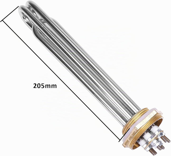 DERNORD 220V/380V 2000W 1.25 Zoll Heizelement 3U Typ Heizstab BSP Kupfer Flansch 1.25 Zoll 2000W, 1.