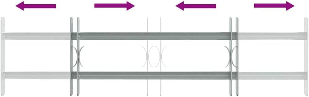 vidaXL Fenstergitter 700-1050 mm Ausziehbar Sicherheitsgitter Einbruchschutz 2 Querbalken/700-1050 m