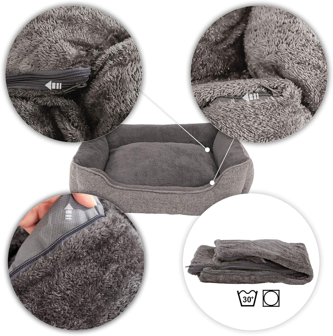 lionto Hundebett meliert Hundekissen Hundekörbchen Bezug abnehmbar, (S) 75x60 cm grau L 75 x B 60 x