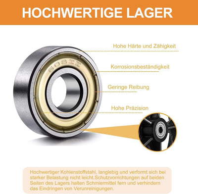 2 Stück 200 mm Solide Ersatzräder – Umweltfreundliches Gummimaterial, Verschleissfeste PU-Reifen, Ru