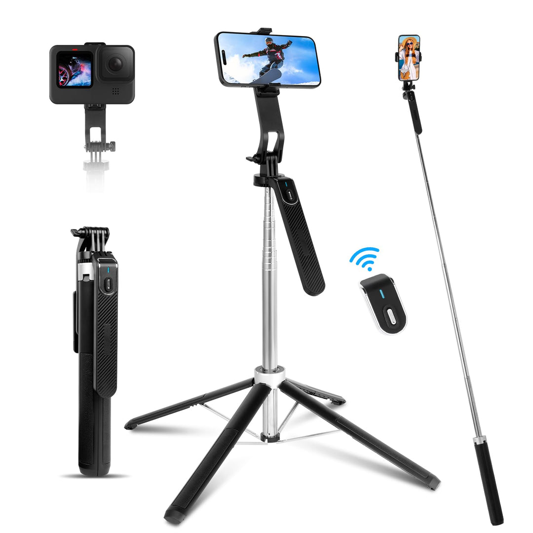180cm Handy Stativ, Romon Selfie Stick Quad-Stativ, 360° Drehung Aluminium ausziehbarer Handy-Stativ