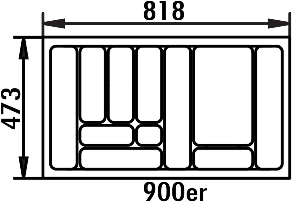 Naber Storex / Besteckeinsatz 4 für 900er Schrank / Silbergrau / 50 x 818 x 473