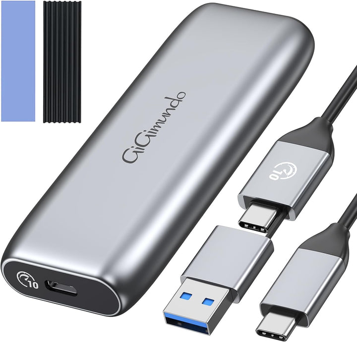GiGimundo M.2 NVMe SSD Gehäuse 10Gbit/s, Werkzeuglos 3.2 Gen 2 M.2 Festplattengehäuse Aluminium für