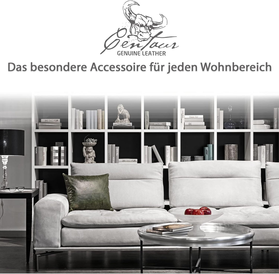 Centaur - Deko Lederkissen 50 x 40 cm für Sofa oder Schlafzimmer smaragdgrün - Echt Leder Kissen Ech