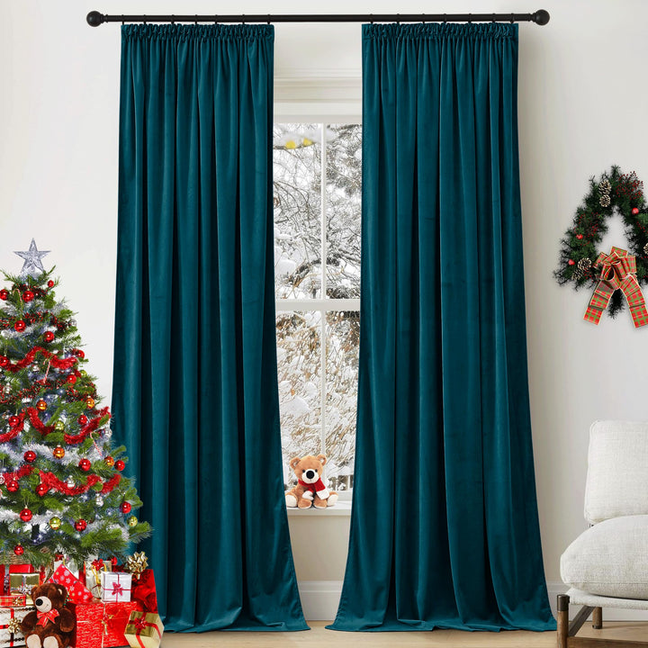 PONY DANCE Thermogardine Kälteschutz Samt Gardinen mit Kräuselband 2er Set H 220 x B 132 cm Samtvorh