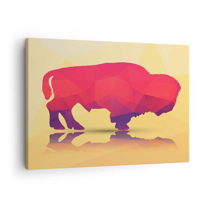 Bilder auf Leinwand Bison Illustration Bunt Grafik Leinwandbild 70x50cm Wandbilder Dekoration Wohnzi
