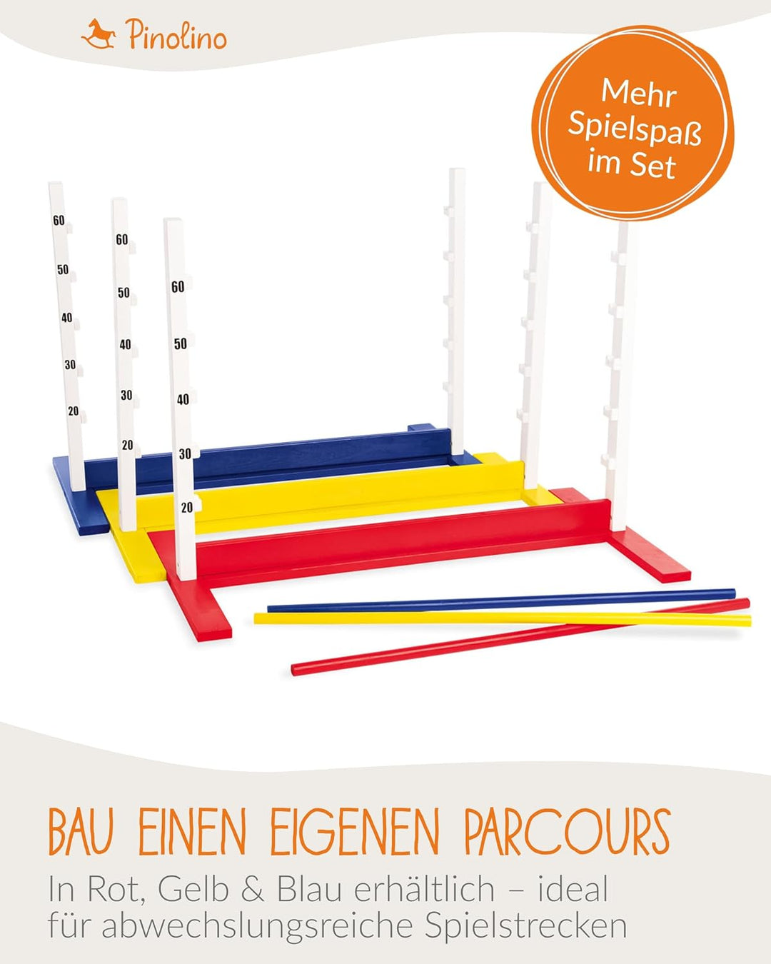 PINOLINO Hindernishürde Hoppe, Weiss/Rot, 1 Stück, Koordinationstraining – Ideal für Steckenpferd-Re