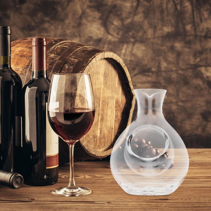 Weinkaraffe 300ml aus Glas mit Integriertem Kühlfach Schnapsspender und Dekanter für Wein und Brandy