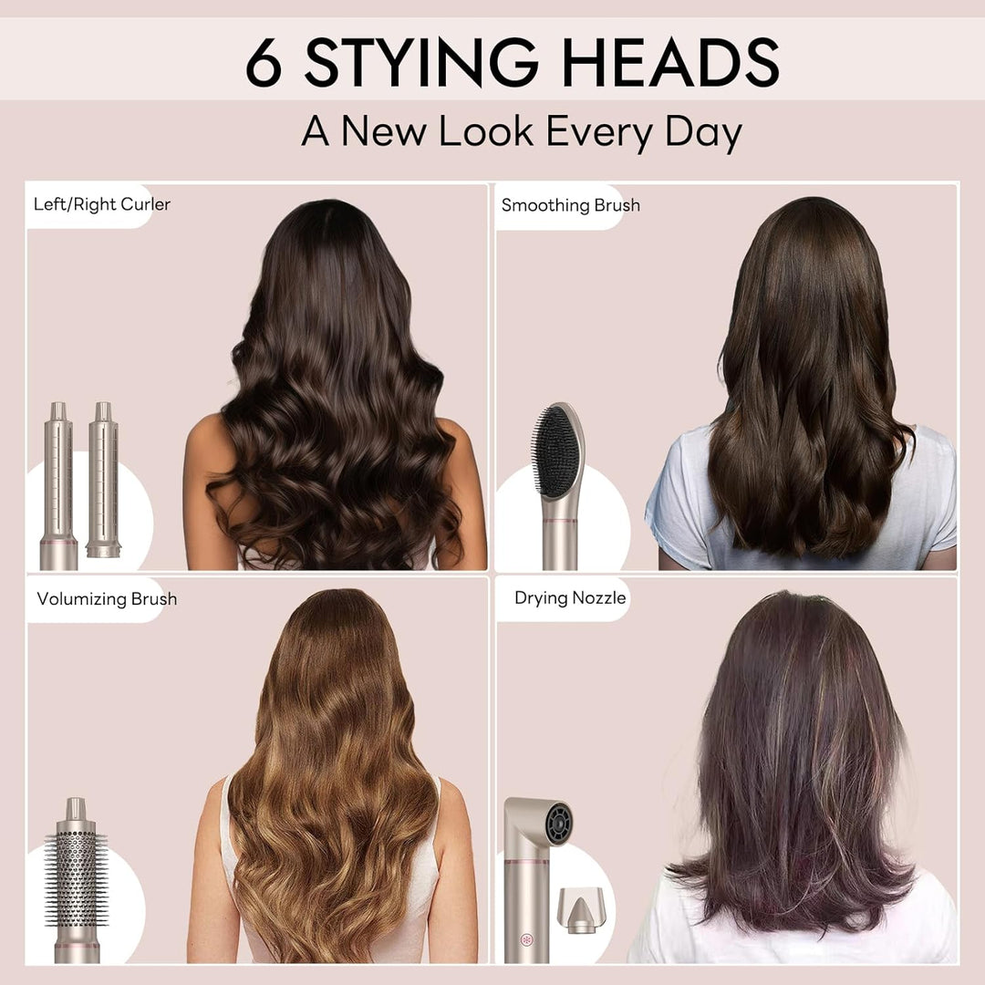 Airstyler 6 in 1, LCD-Display, 110000 U/Min Haarstyler Rundbürstenföhn, Hairstyler Warmluftbürste Mi