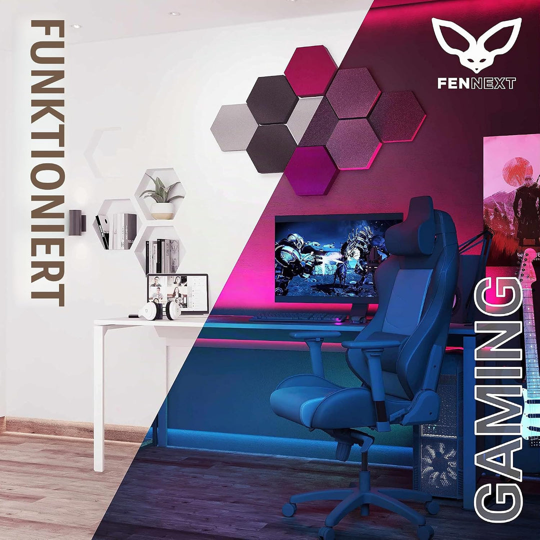 FENNEXT ® Velvet Schallabsorber Wand - Dekorative Hexagon Akustikpaneele für Gaming, YouTube Studio,