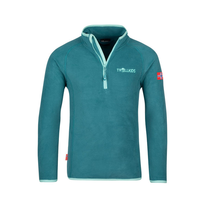 Trollkids Kinder Fleece-Pullover Nordland mit Reissverschluss 110 Blaugrün/Wasserblau, 110 Blaugrün/