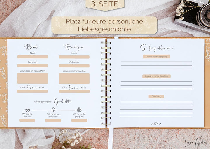 Love Notes Gästebuch Hochzeit mit Fragen zum Ausfüllen – Hochwertiges Hochzeitsbuch für unvergesslic
