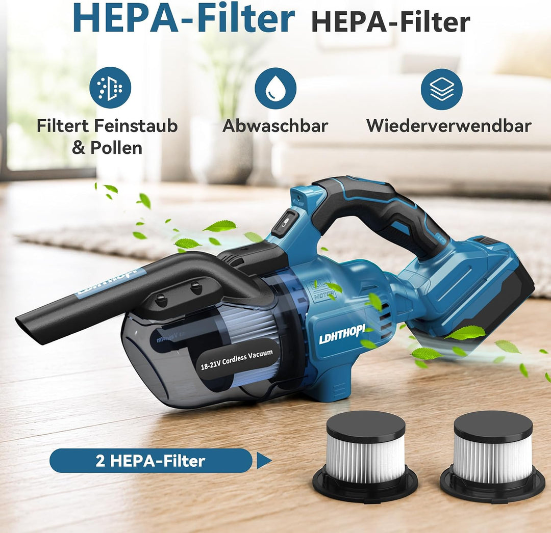 LDHTHOPI Akku Staubsauger für Makita 18V,20000 Pa Starke Saugleistung,1,28 kg Leichter Staubsauger m