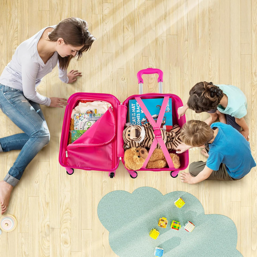 COSTWAY 2tlg Kinderkoffer + Rucksack, Kindertrolley aus Kunststoff, Kindergepäck, Kinder Kofferset H