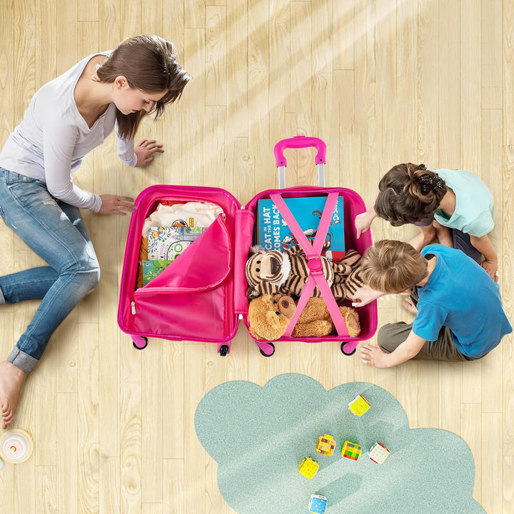 COSTWAY 2tlg Kinderkoffer + Rucksack, Kindertrolley aus Kunststoff, Kindergepäck, Kinder Kofferset H