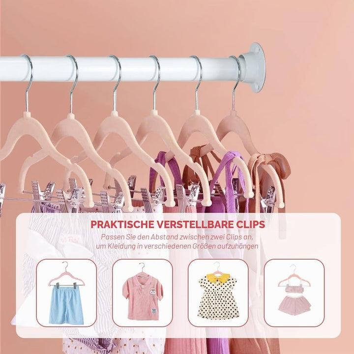 Stormix Baby Kleiderbügel, 14er-Pack Hosenbügel mit Clips, 30 cm rutschfeste Kleiderbügel, Robuste K