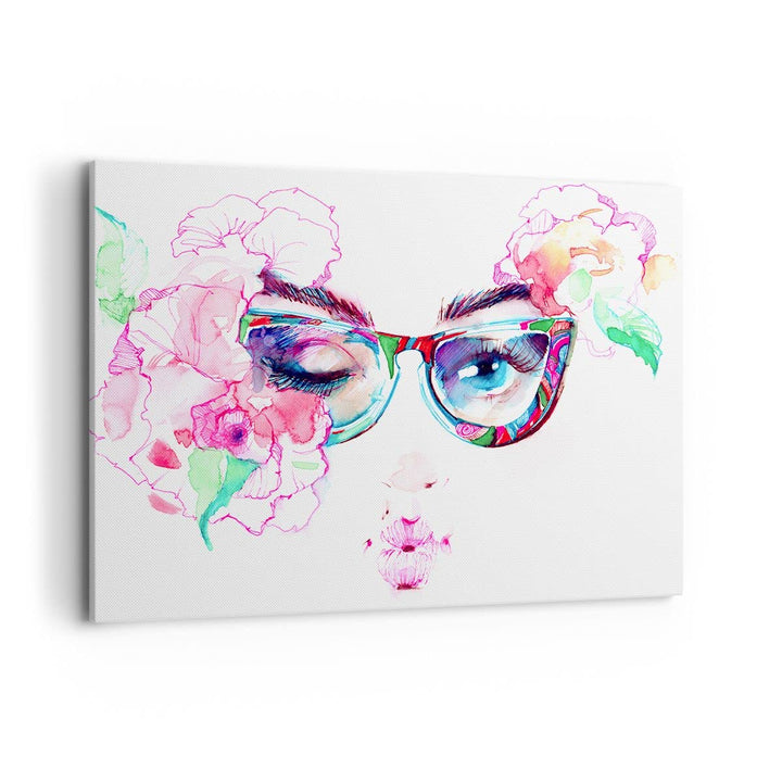 Bilder auf Leinwand 100x70cm Leinwandbild Gläser Augapfel weiblich Farbe Gross Wanddeko Bild Schlafz