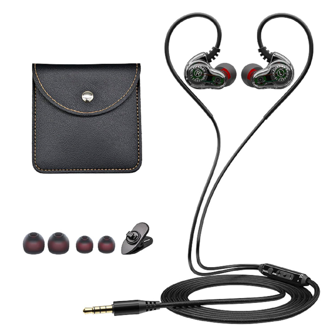 Dual-Treiber Kopfhörer mit Kabel 3,5mm Klinke Ohrhörer mit Bügel | Hifi, Bass, Aux, Mikrofon, Sportk