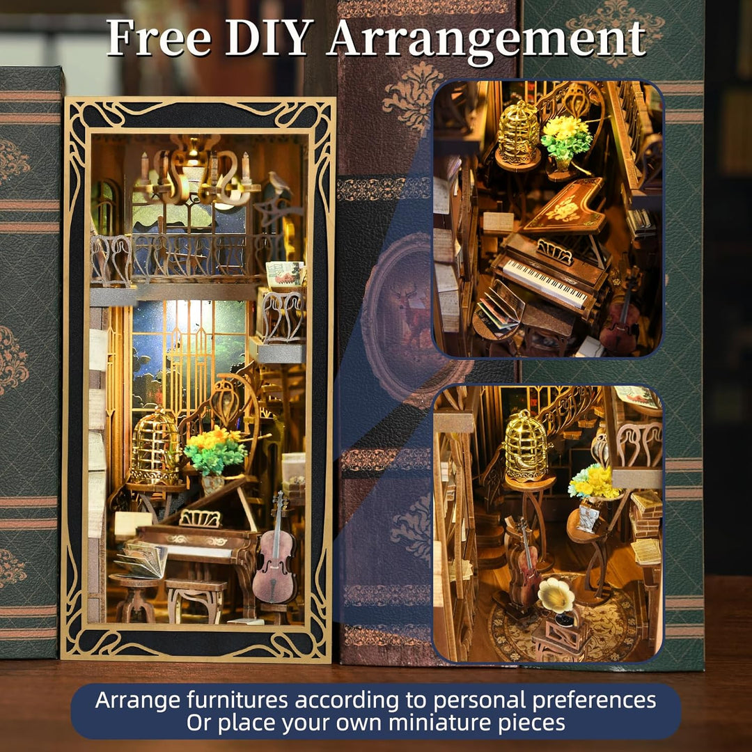 DIY Book Nook Kit, Miniatur Puppenhaus Booknook Kit, 3D Holz Puzzle Buchstütze Bücherregal einfügen