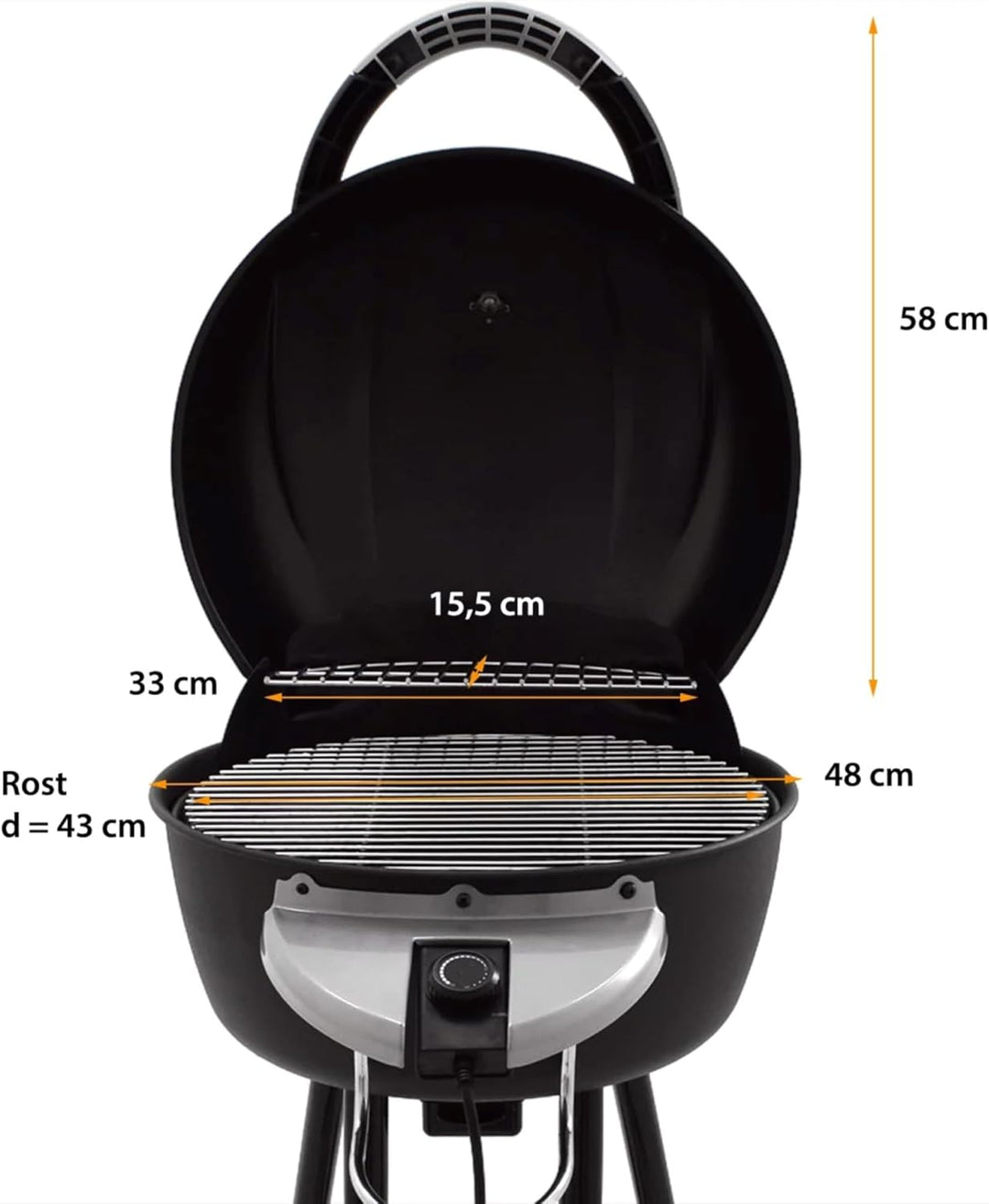 Syntrox Germany Elektrogrill Blumbria, Grillwagen, Überhitzungs- und Trockenschutz, 2000 Watt Leistu