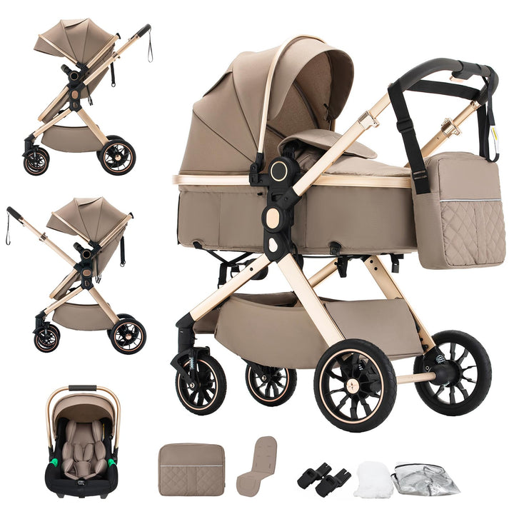 BEBBY 3-in-1 Kinderwagen KombiKinderwagen-Set 2-in-1 Buggy faltbar Luxus Hochlandschaft Neugeborenes