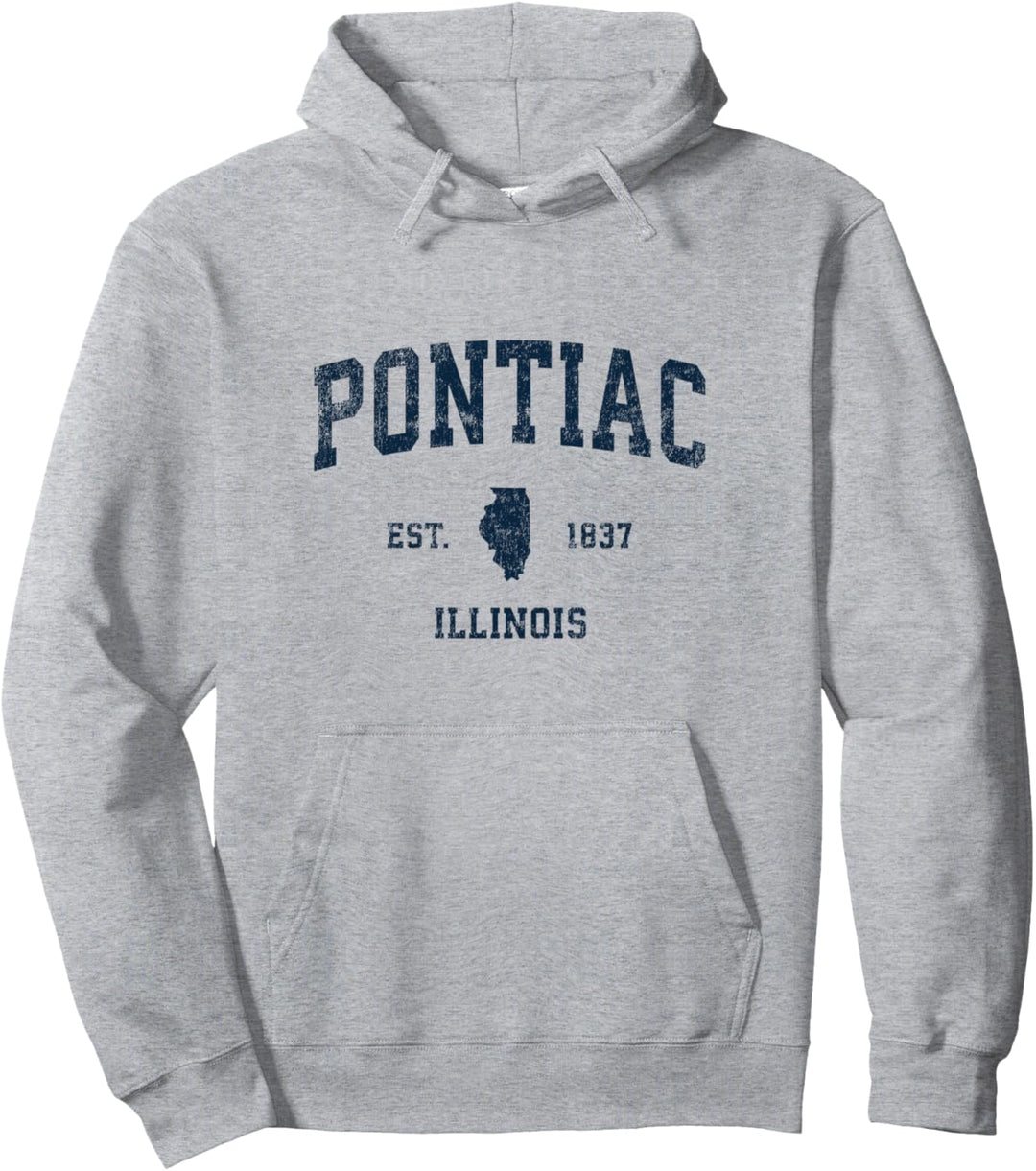 Pontiac Illinois IL Vintage Sports Design Marineblau Print Pullover Hoodie