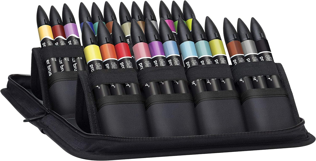 Winsor & Newton 0290037 Professioneller Layout Mixed Marker 24 Farben Set, 24 im Wallet, 2 Spitzen,