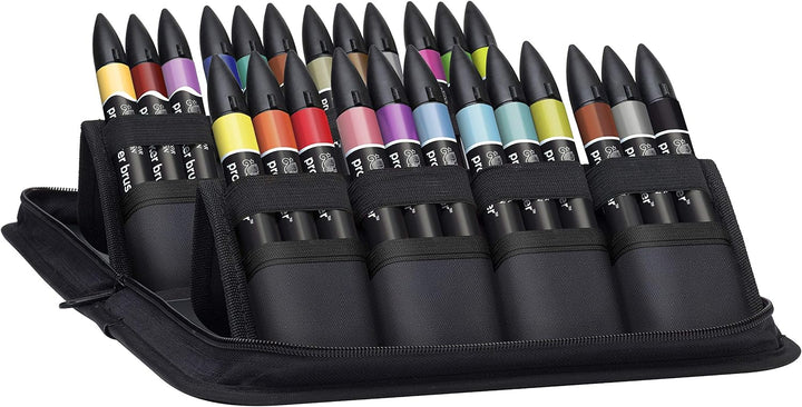 Winsor & Newton 0290037 Professioneller Layout Mixed Marker 24 Farben Set, 24 im Wallet, 2 Spitzen,