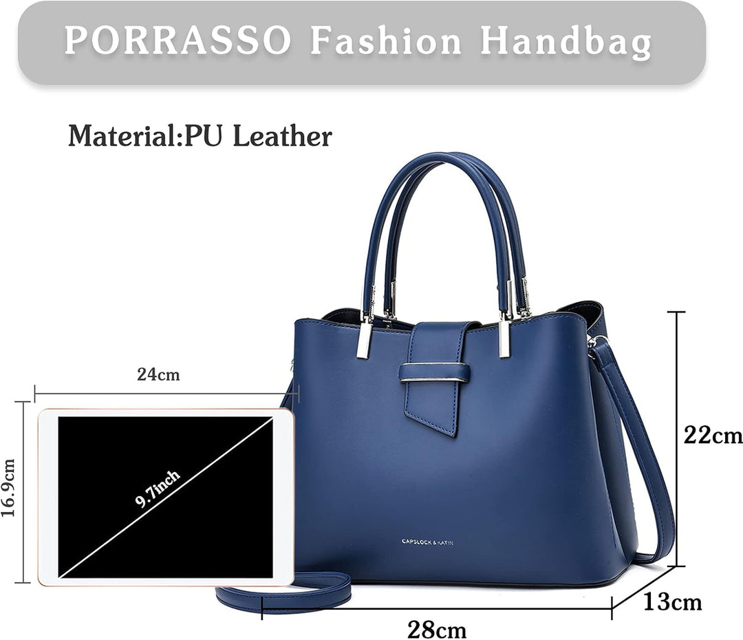 PORRASSO Mode Handtasche Damen Henkeltasche Schultertasche Frauen Umhängetasche PU Leder Beuteltasch