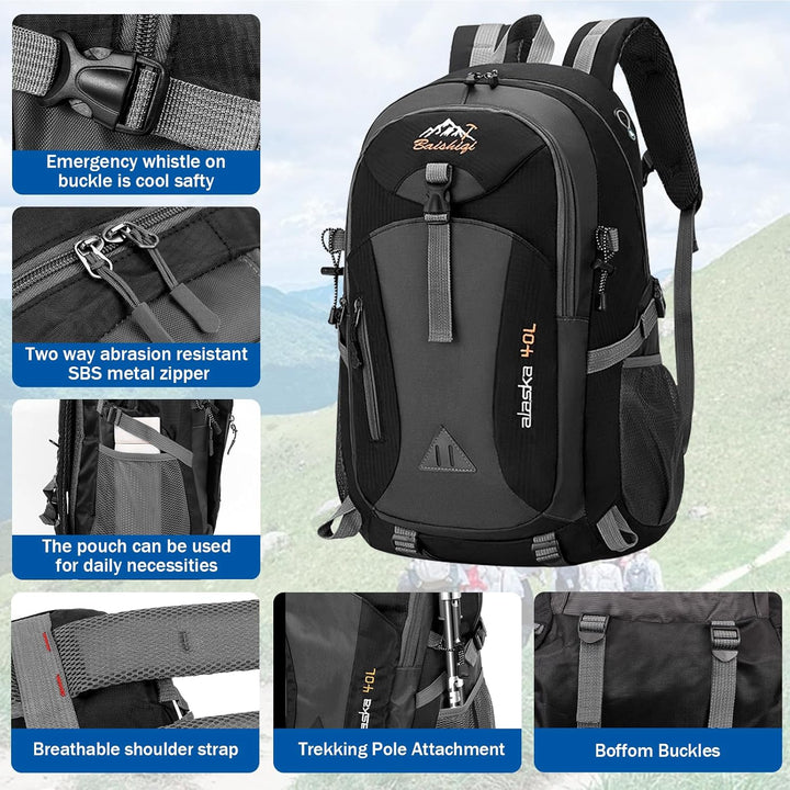Zorplex Leicht Wanderrucksack, 40L Packable Wasserdichter Rucksack mit atmungsaktivem 3D Air Mesh Po