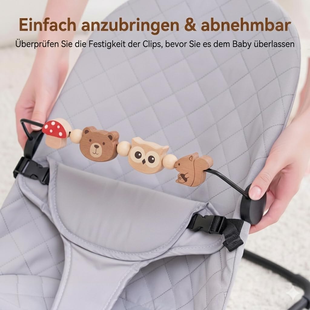 Spielzeug für Babywippe, kompatibel mit Baby Björn Bouncer Balance Soft &amp; Bliss, drehbare Holzspielz