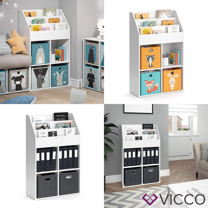 Vicco Kinderregal Luigi Weiss Spielzeugablage Bücherregal Aufbewahrungsregal Comic Regal für Kinder