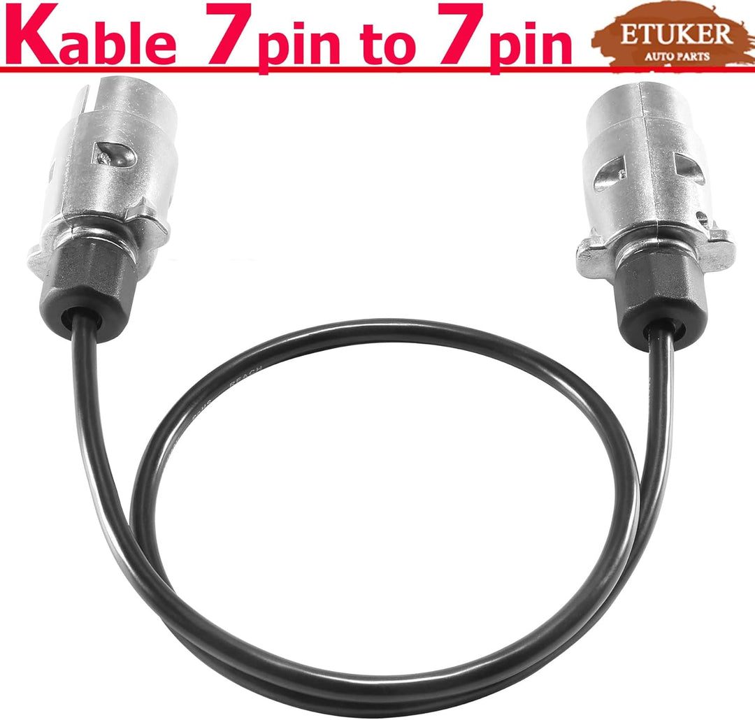 Anhängerkable Verlängerung mit 2 Steckern 7 Polig Kabel Zwischenkabel 80cm Anhängerkabel für Auto PK