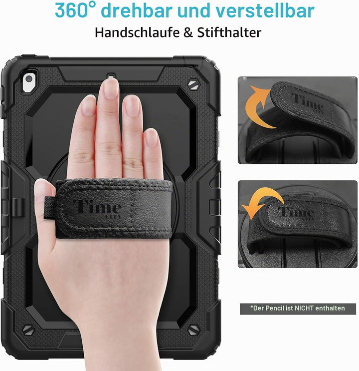 Timecity Hülle für iPad 9./8./7. Generation,iPad 10.2 Zoll Stossfest Robuste mit Displayschutz 360°-