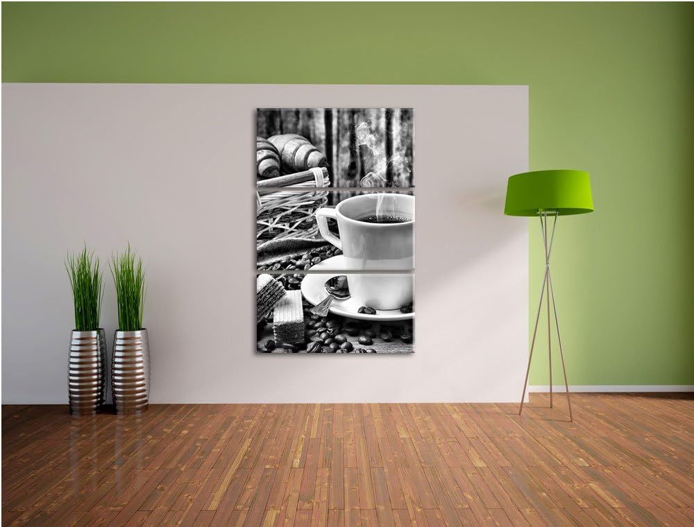 Pixxprint heiss aufgebrühter Kaffee als Leinwandbild/Grösse: 3 Teilig (120x80) cm/Wandbild/Kunstdruc