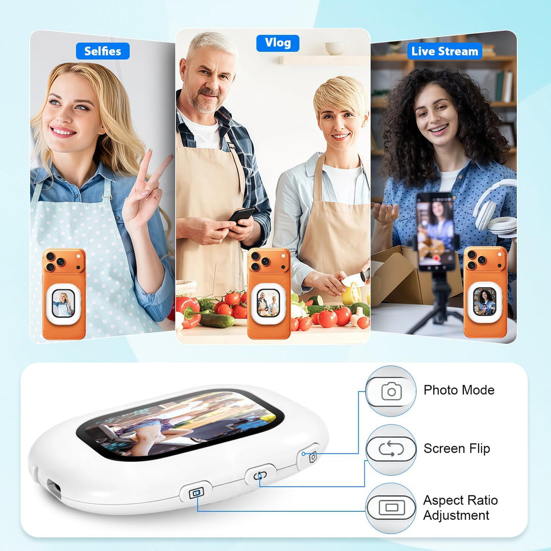 RUIZHI Handy Selfie Monitor, Magnetischer Smartphone Rückkamera Magnetisch Vlog Bildschirm für iPhon