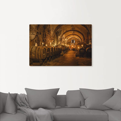 ARTland Leinwandbilder Wandbild Bild auf Leinwand 60x40 cm Wein Architektur Weinkeller Weinfäser Ant