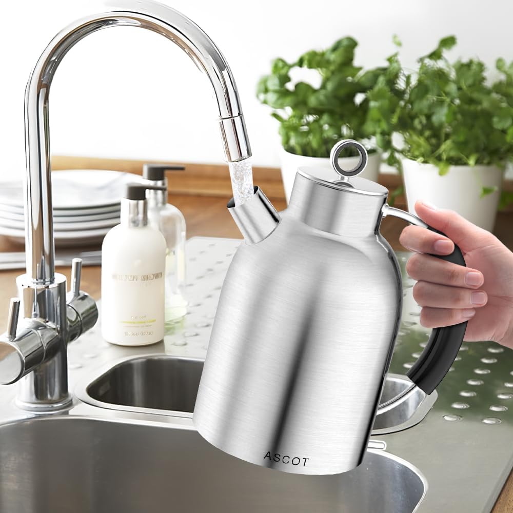 ASCOT Wasserkocher Edelstahl, Elektrischer Wasserkessel Geschenke für Männer/Frauen/Familie 1,5 lite