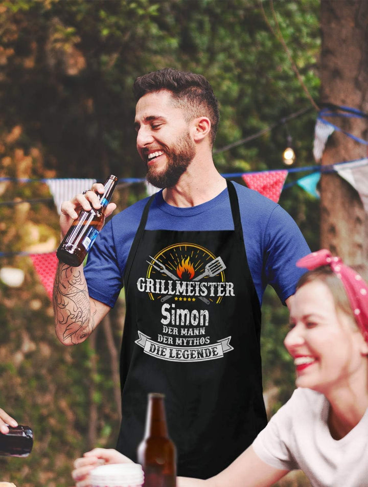 Shirtoo Grillschürze mit Spruch personalisierbar - Grillmeister [Wunschname] der Mann, der Mythos, d