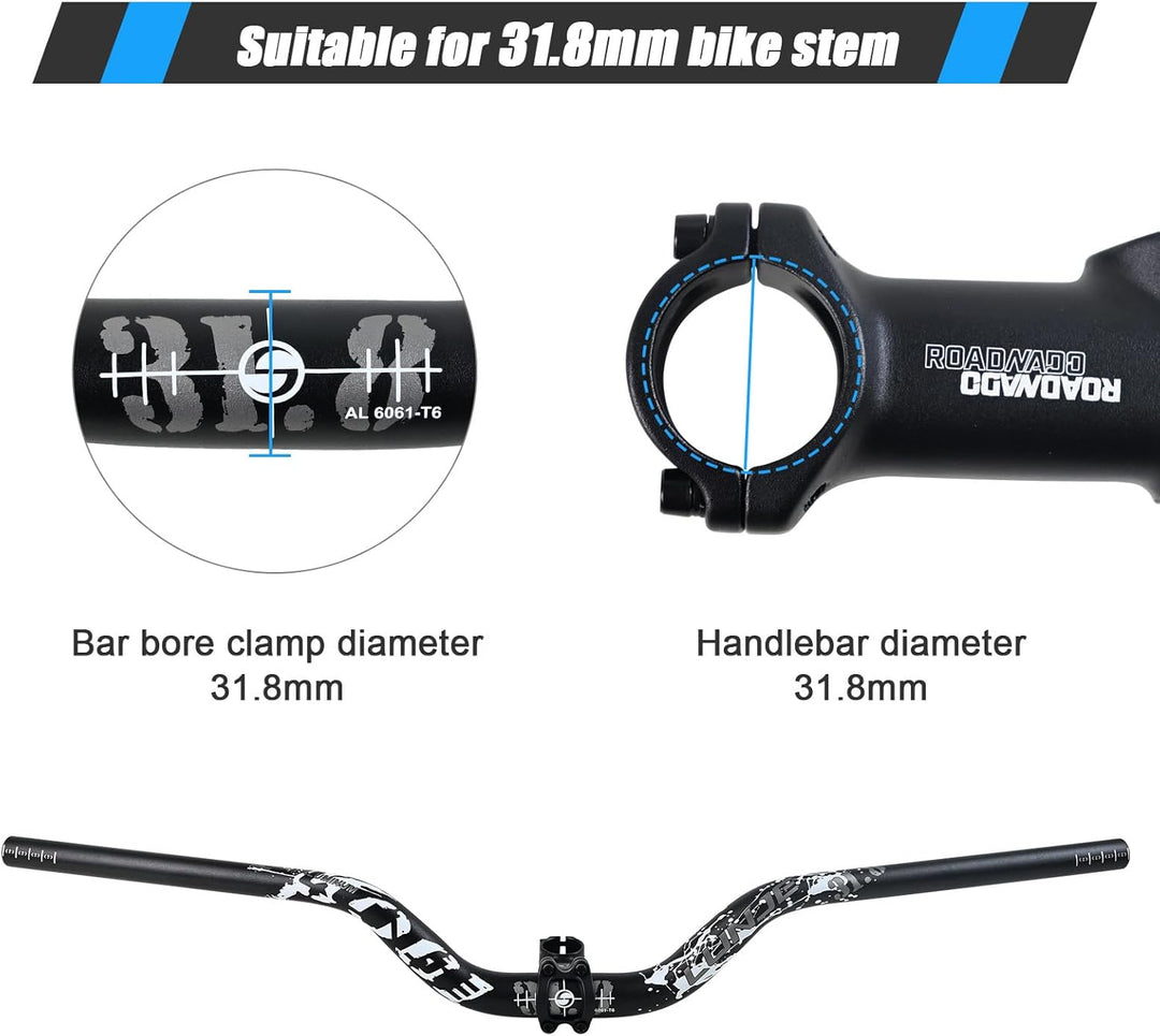 ROADNADO MTB Riser Lenker 31.8mm Aluminiumlegierung Fahrrad Lenker Riser 90mm Extra Langer Mountainb