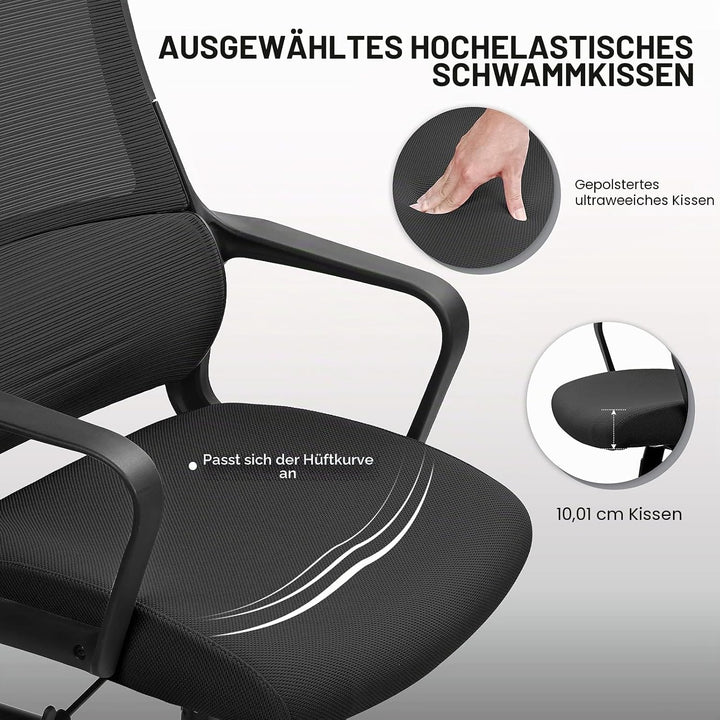MELOKEA Bürostuhl Ergonomischer Bürostuhl, Mesh-Chefsessel mit Hoher Rückenlehne, Kopfstütze Verstel