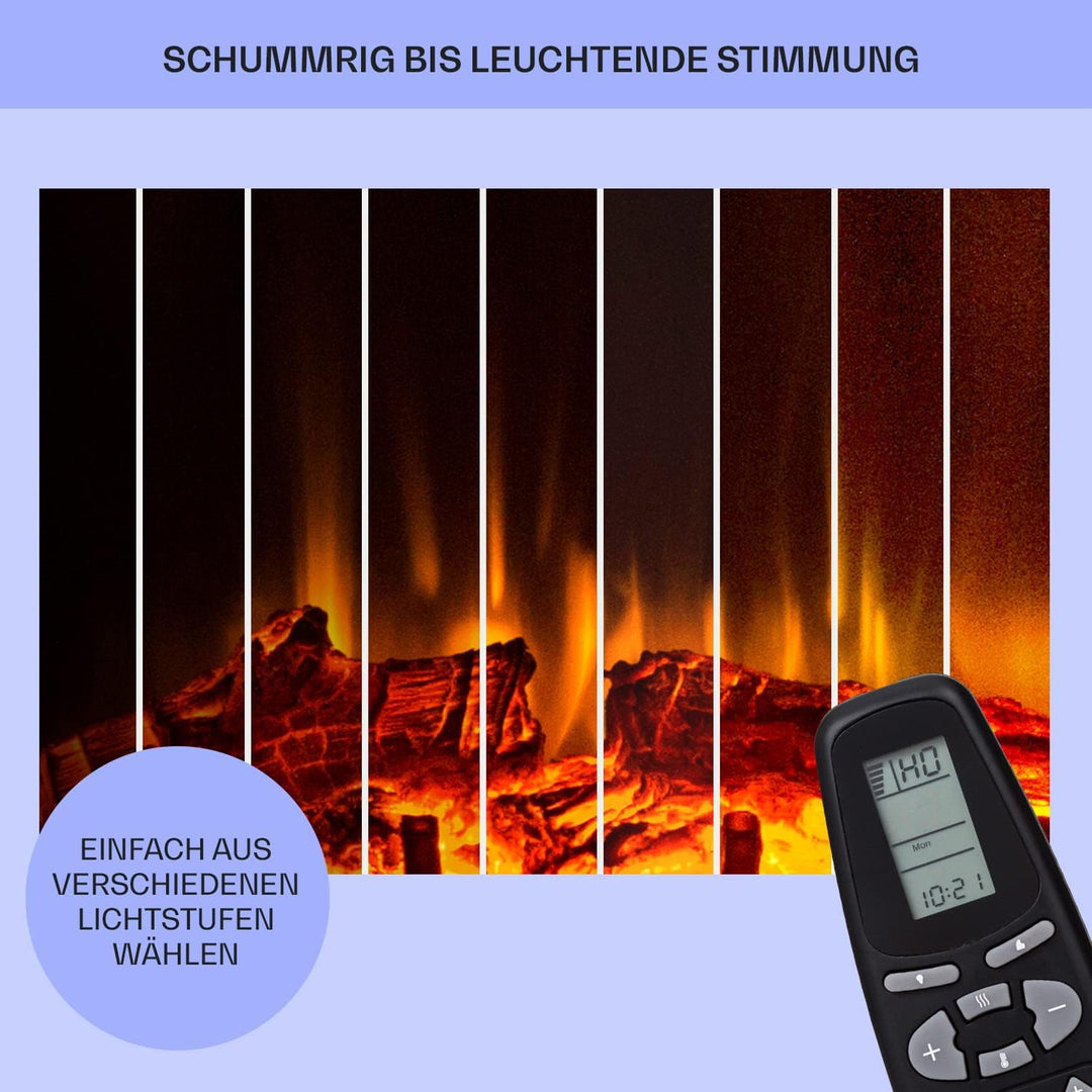 Klarstein Deko Kamin mit LED-Flammen, Elektro-Kamin mit Heizung und Kaminfeuer, 1800W Elektrischer K